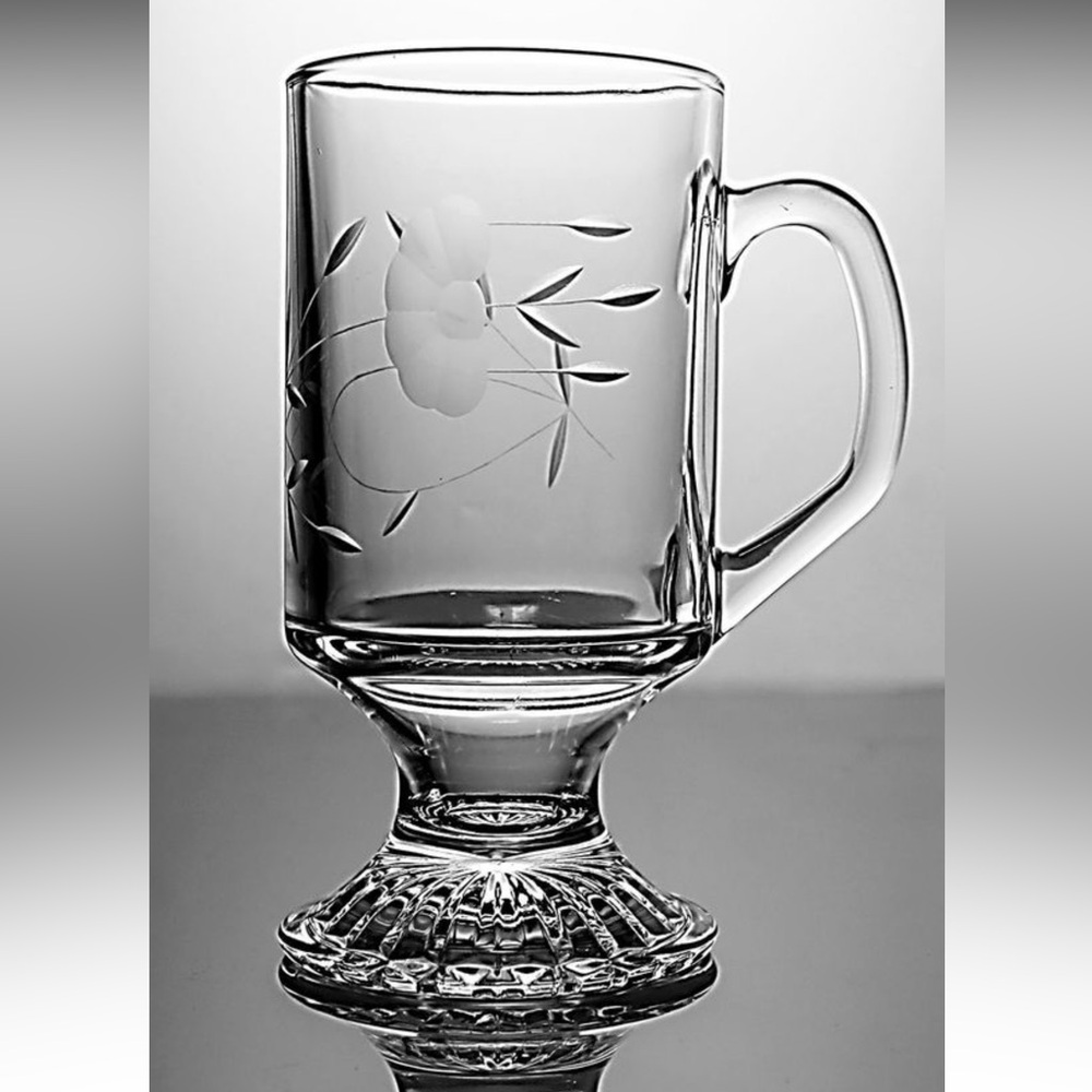 Princess House Elegant Clear Etched Irish Mug with Floral Design